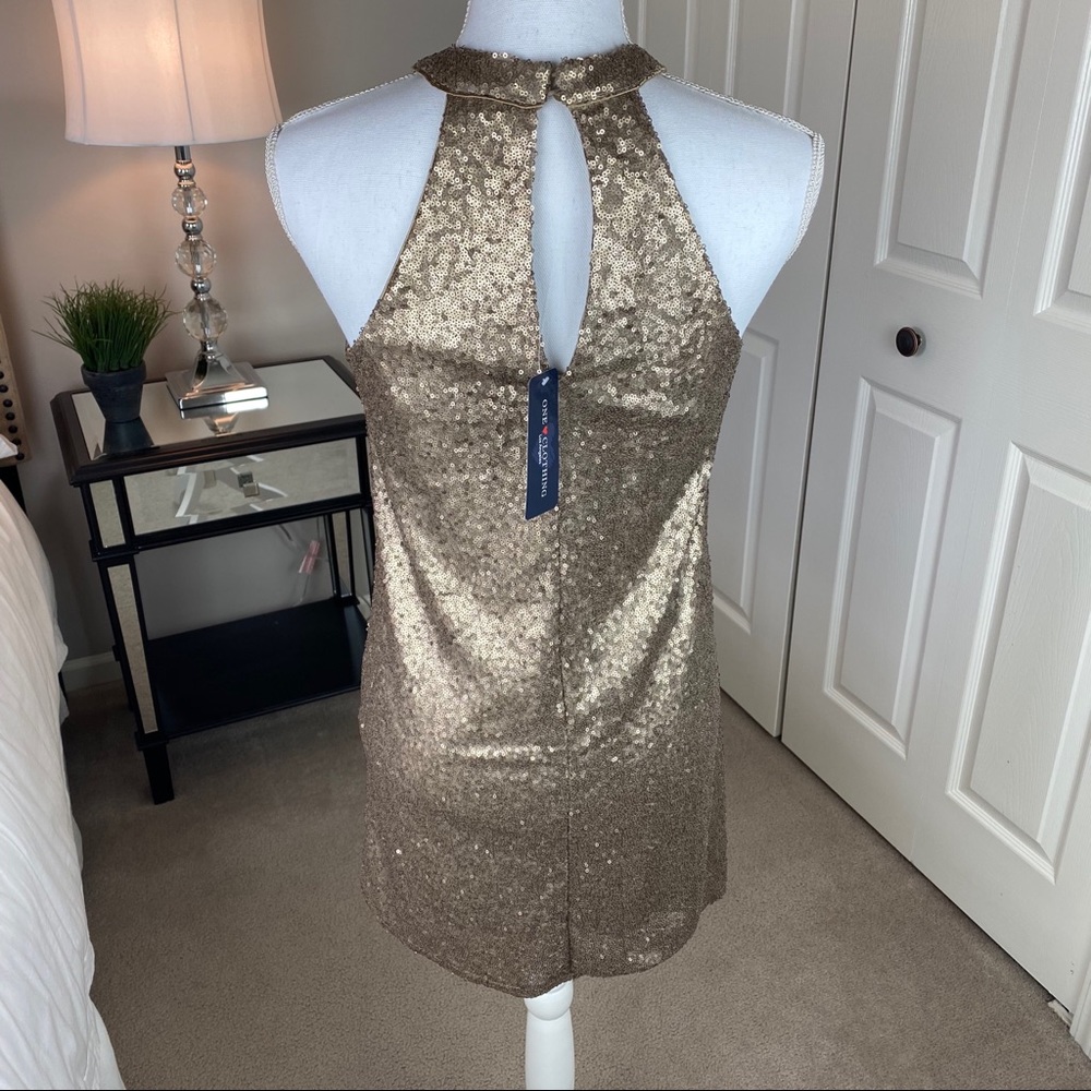 ONE CLOTHING SEQUINED HIGH NECK MINI DRESS - NEW - Picture 2 of 6